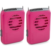 O2COOL 3.5 inch Deluxe Personal Battery Powered Necklace Fan for Cooling 2 Pack - Raspberry