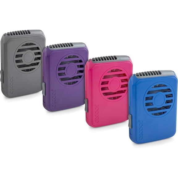 O2COOL 3.5 inch Deluxe Personal Battery Powered Necklace Fan for Cooling (3 Pack) - Assorted Colors