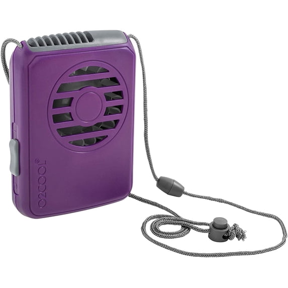O2COOL 3.5 inch Deluxe Personal Battery Powered Necklace Fan for Cooling - Purple