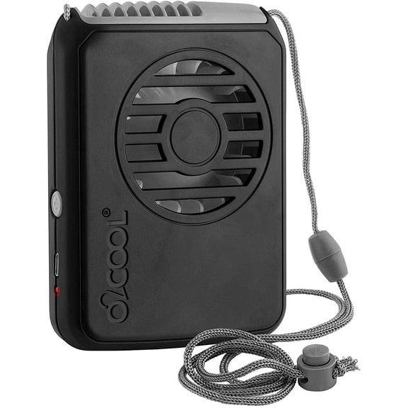 O2COOL 3.5 inch Deluxe Personal Rechargeable Necklace Fan for Cooling, 3 Speed Vertical Air Flow, Black