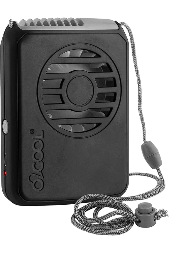 3.5 inch Deluxe Personal Rechargeable Necklace Fan for Cooling, 3 Speed Vertical Air Flow, Black