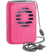 O2COOL 3.5 inch Deluxe Personal Rechargeable Necklace Fan for Cooling, 3 Speed Vertical Air Flow, Pink Raspberry