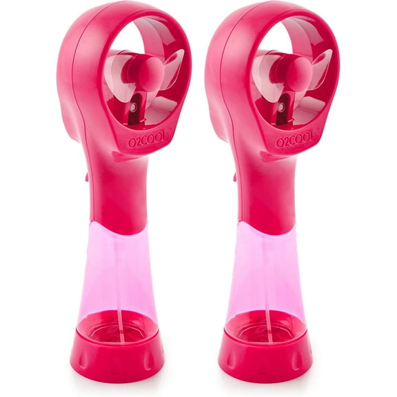 O2COOL 3.5 inch Elite Battery Powered handheld Misting Fan for Personal Cooling, Pink Raspberry, 2 Pack