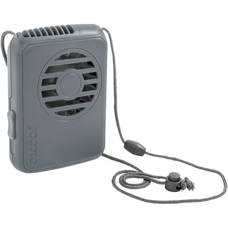 O2COOL 2" Rechargeable USB 3 Speed Personal Necklace Fan With Adjustable Lanyard, Grey