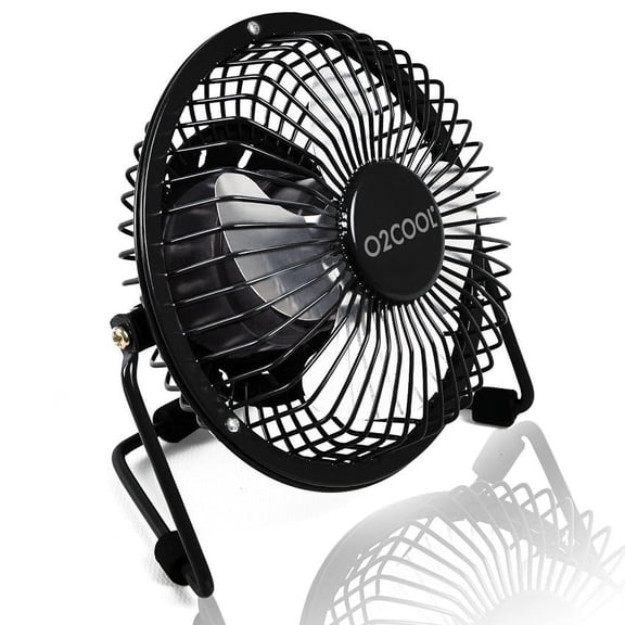 O2COOL 4" USB Powered Desk Fan with Adjustable 360 Tilt and Rubber Grip Feet - Black