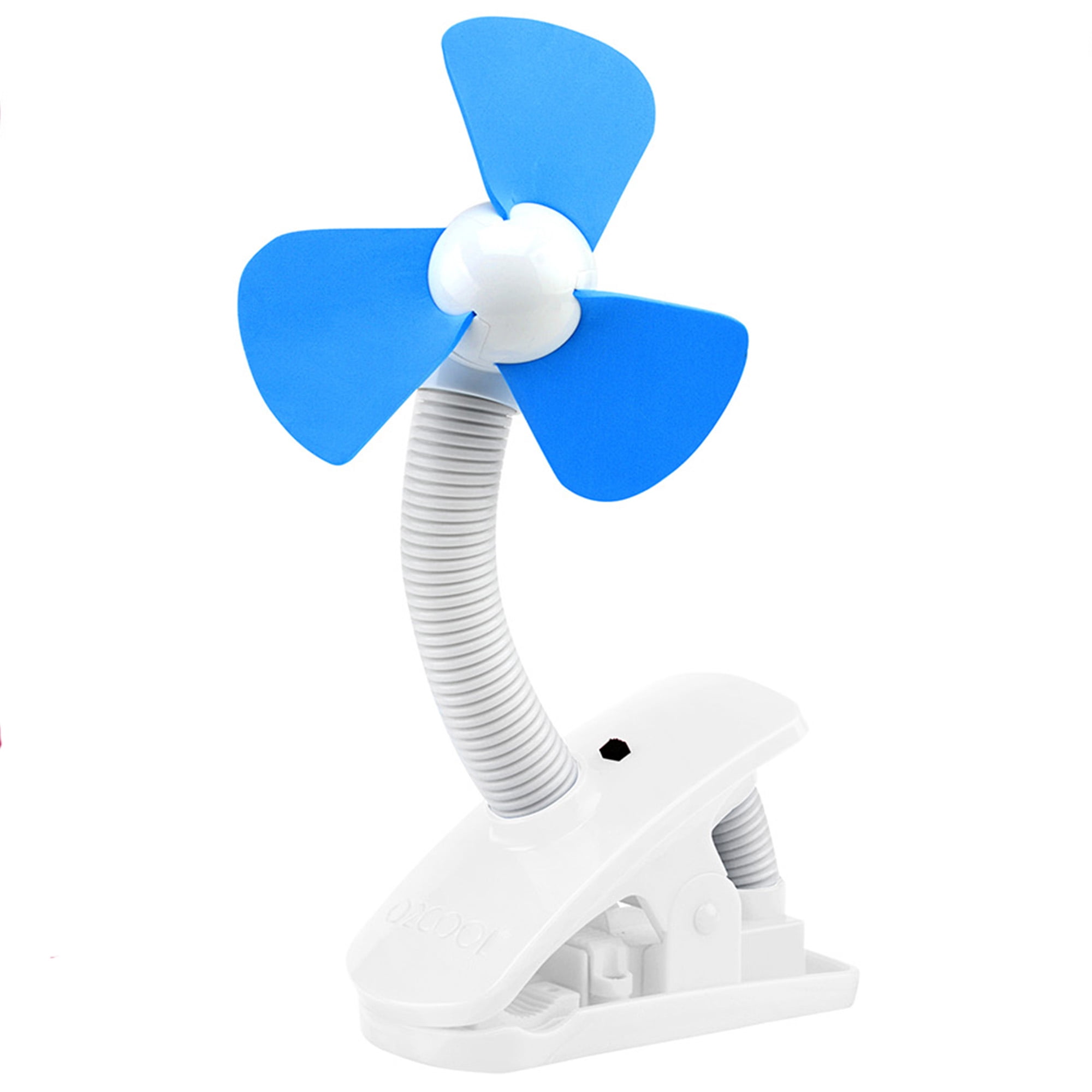 O2COOL 4 inch Portable Battery Powered Stroller Clip Fan, Blue and White