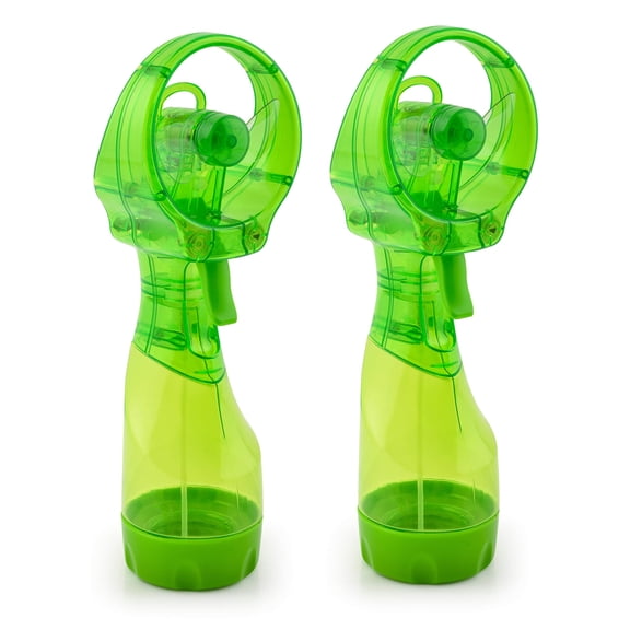 O2COOL Deluxe Handheld Battery Powered Water Misting Fan (Green) 2 Pack