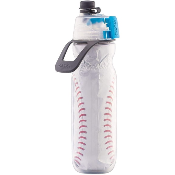 O2COOL Mist N' Sip 20 fl oz No Leak Pull Top Sprout Sports Water Bottle, Single, Baseball