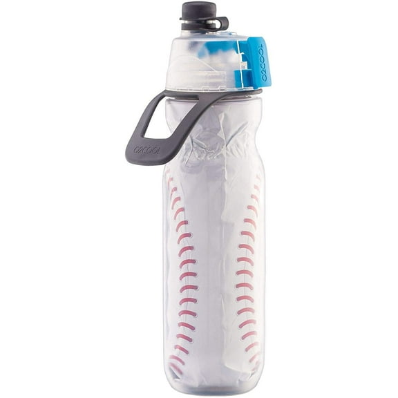 O2COOL Mist N' Sip 20 fl oz No Leak Pull Top Sprout Sports Water Bottle, Single, Baseball