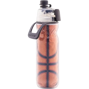 O2COOL Mist 'N Sip Misting Water Bottle 2-in-1 Mist And Sip Function With No Leak Pull Top Spout Reusable Sports Water Bottle - 20 oz - Basketball