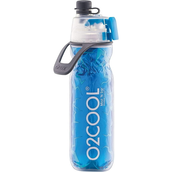 O2COOL Mist N' Sip 20 fl oz No Leak Pull Top Sprout Sports Water Bottle, Single, Crackle Blue