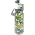 thumbnail image 1 of O2COOL Mist N' Sip 20 fl oz No Leak Pull Top Sprout Sports Water Bottle, Single, Green Camo, 1 of 5