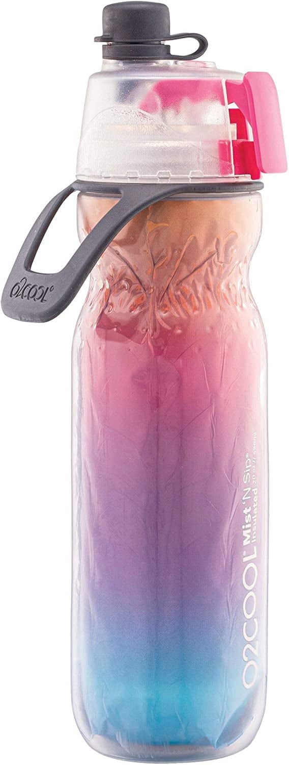 O2COOL 20 fl oz Mist N' Sip Sports Water Bottle, No Leak, Pull Top