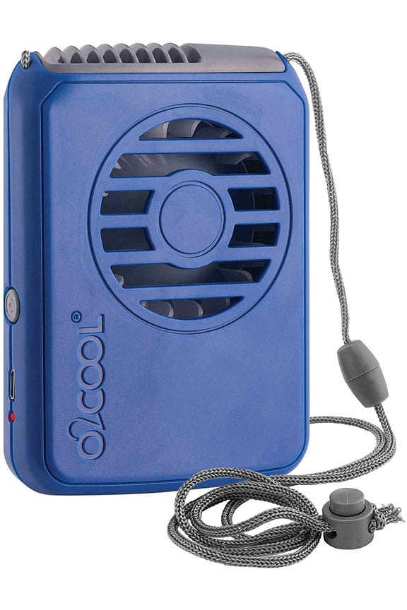 3.5 inch Deluxe Personal Rechargeable Necklace Fan for Cooling, 3 Speed Vertical Air Flow, Blue