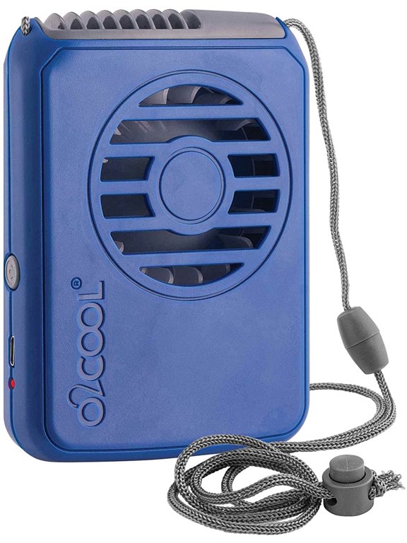 3.5 inch Deluxe Personal Rechargeable Necklace Fan for Cooling, 3 Speed Vertical Air Flow, Blue