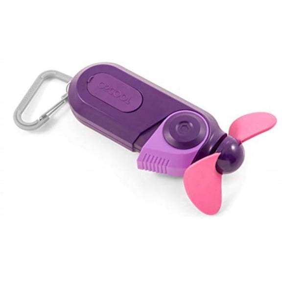 O2COOL Sport Misting Fan - Portable Pocket Size Battery Powered Cooling Fan With Carabiner Clip (Purple)