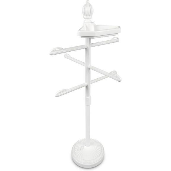 O2COOL White Finish Pool & Spa Valet, Adjustable Pool & Patio Towel Rack Stand, Pool Accessories, Weighted Base Outdoor Pool Rack
