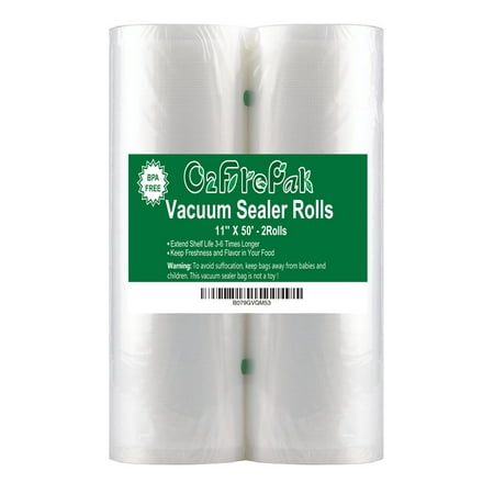 O2frepak 11''x50' 2Packs Vacuum Sealer Rolls,Food Vacuum Seal a Meal StorageBags