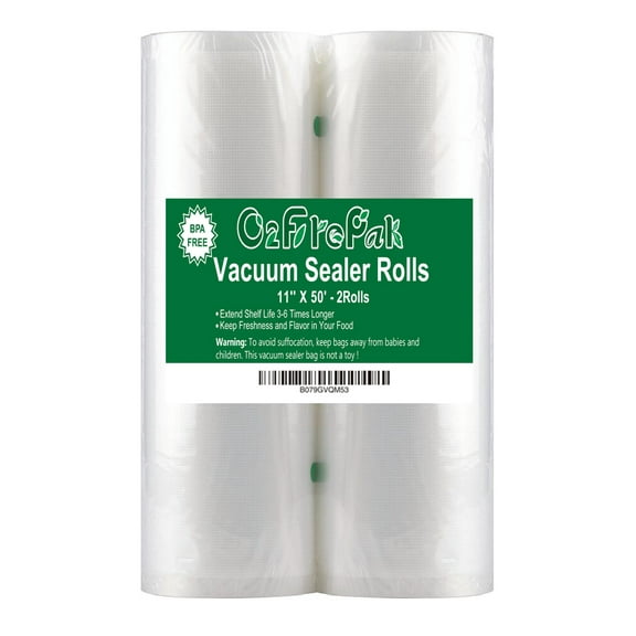 O2frepak 11''x50' 2Packs Vacuum Sealer Rolls,Food Vacuum Seal a Meal StorageBags