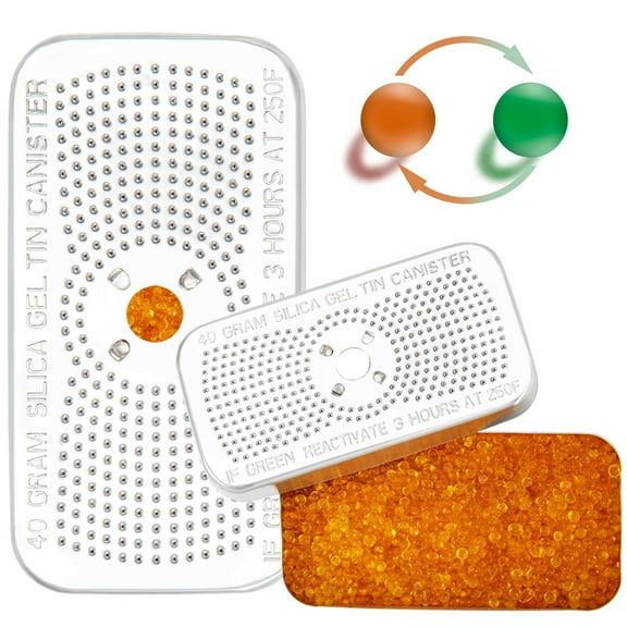 O2frepak 8Pack 40G Desiccant Packs Silica Gel Desiccant Canisters Reusable Orange Indicating Dehumidifier