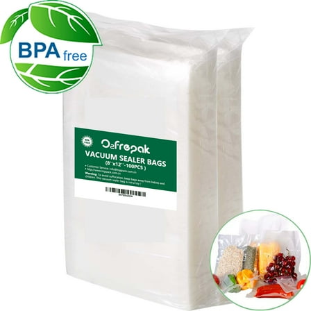 O2frepak 8X12inch 100 Food Saver Quart Size Vacuum Sealer Bags,Seal a Meal Sous Vide Storage Bag