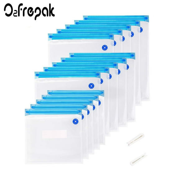 O2frepak Reusable Sous Vide Bags 15 Pcs Zip Lock Bag for Food Storage with 2 Sealing Clips