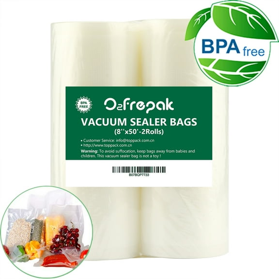 O2frepak Vacuum Sealer Bags Rolls 8x50 2Rolls,Seal a Meal Food Vacuum Seal Bags