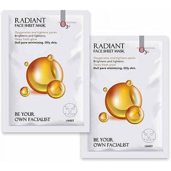 O3+ Facialist Radiant Face Sheet Mask for Oxygenates and tightens pores to reduce uneven skin tone (PACK OF 2)