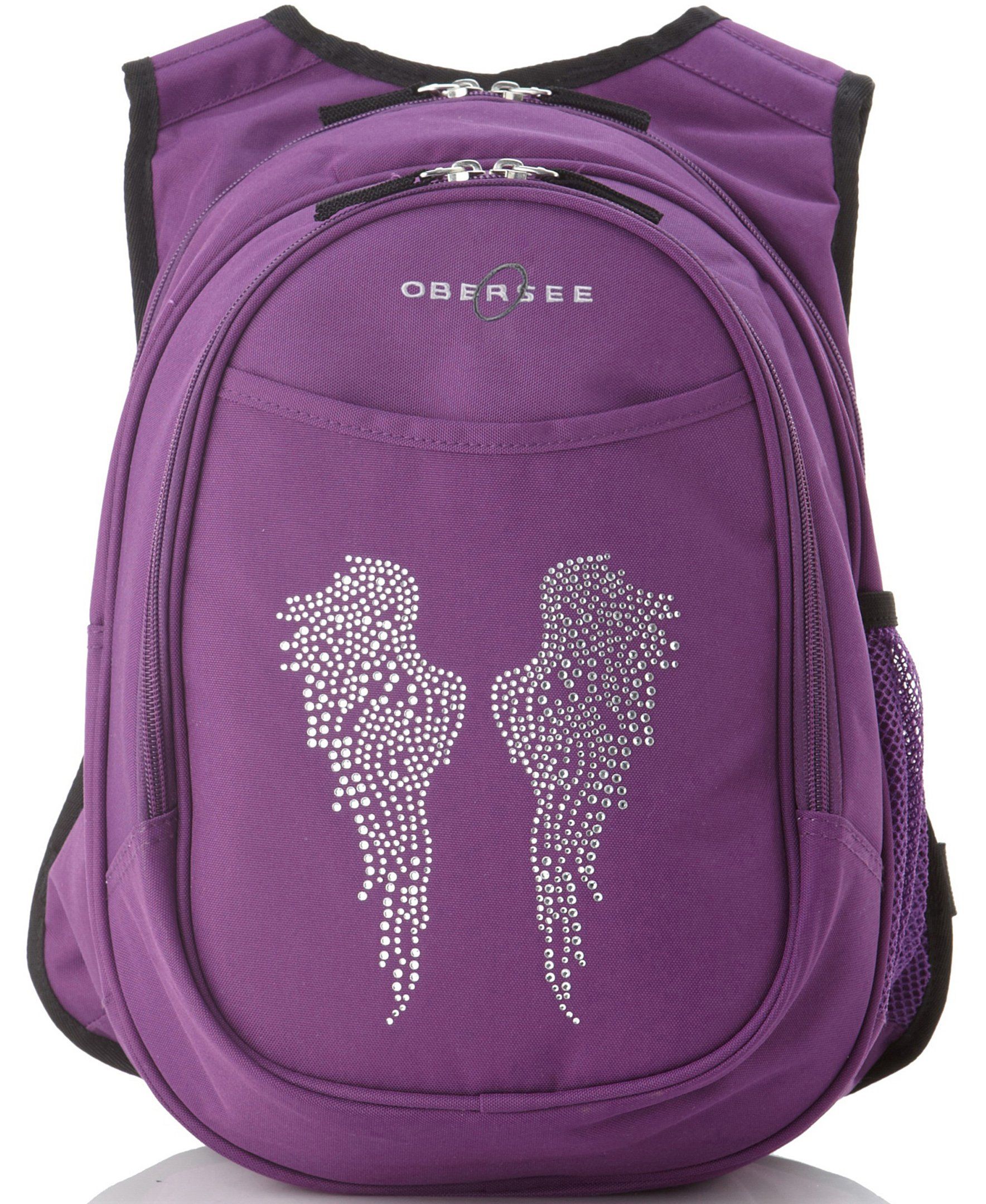 O3KCBP001 Obersee Mini Preschool All-in-One Backpack for Toddlers and Kids with integrated Insulated Cooler | Rhinestone Angel Wings - image 1 of 6