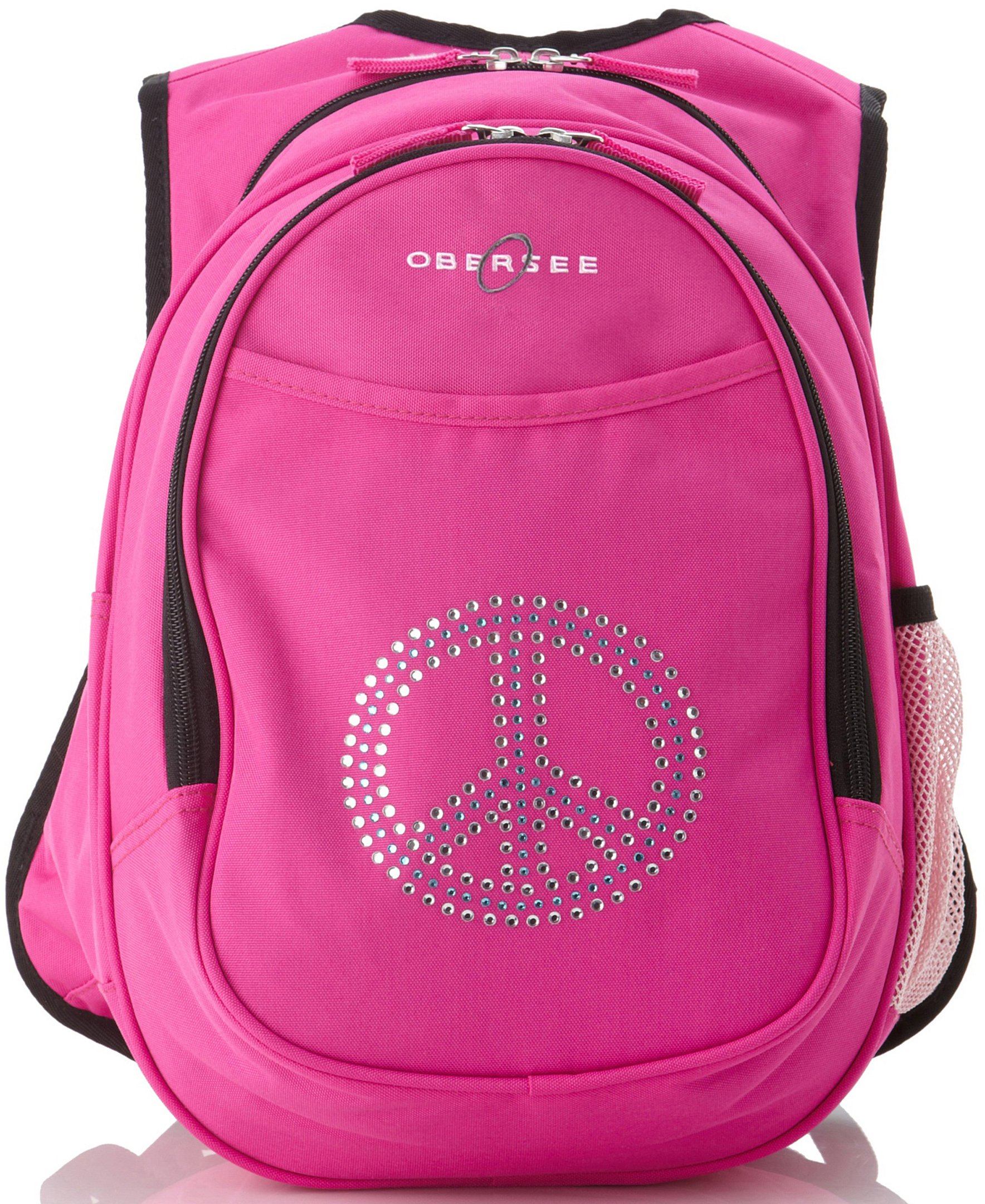 O3KCBP002 Obersee Mini Preschool All-in-One Backpack for Toddlers and Kids with integrated Insulated Cooler | Rhinestone Peace - image 1 of 6