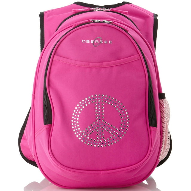 O3KCBP002 Obersee Mini Preschool All-in-One Backpack for Toddlers and Kids with integrated Insulated Cooler | Rhinestone Peace