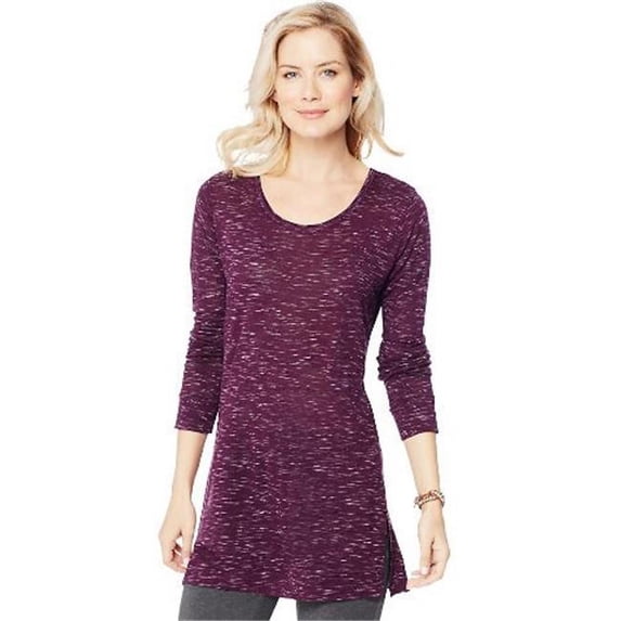 O9300 Womens Lightweight Space-Dye Vented Tunic Top, Plum Port Spacedye - Extra Large