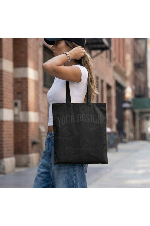 OAD113 Black Tote Bag Model Mockup
