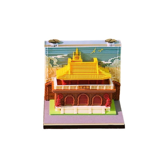 3D Memo Pad, 196 Sheets Specialty Paper Art Notepad with Hidden 3D Carving Building, for Work and College Use