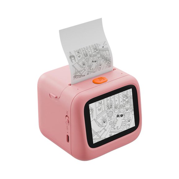 OADUKQ Ai Mini Printer with Screen, Screen ABS Thermal Sticker Printer, Creative Play and Learning at Home, Pink, 2.8 in
