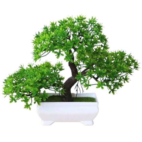 OADUKQ Artificial Pine Bonsai, Green Cloud Pine Style, 9.45 x 7.48 in Plastic Pot