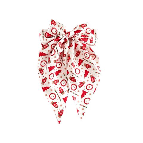 OADUKQ Christmas Hair Clip, Polyester Bow Hair Clip, Women's Holiday Hairstyles and Christmas Party, White, 5.51 X 11.81 in