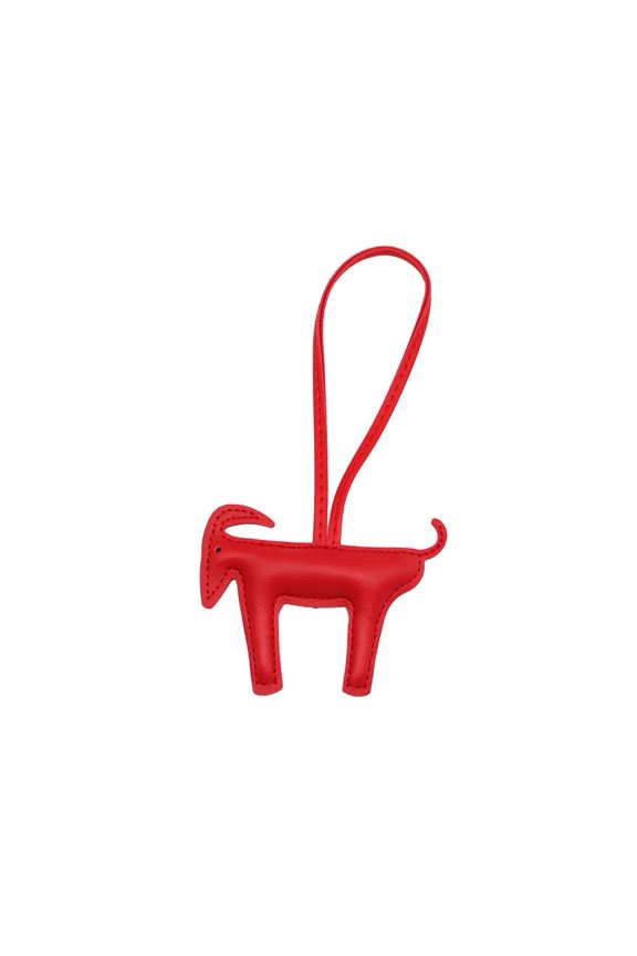 Cute Goat Keychain, Pu Leather Cartoon Goat Pendant, Backpack Bag Luggage Keys Cute Cartoon, Red, 3.66 X 2.95 in