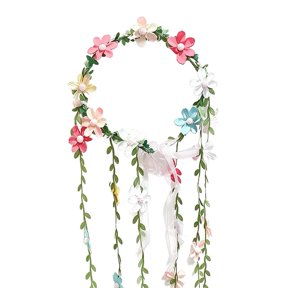 OADUKQ Flower Crown Headband, Diameter Faux Floral Vine Hair, Wedding Birthday Party and Outdoor, Green Floral, 7.09 in