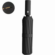 OADUKQ Folding Umbrella, 24 Rib Pongee Fabric Automatic Open Uv Blocking Vinyl Coated Canopy, for Work and College Use, Black