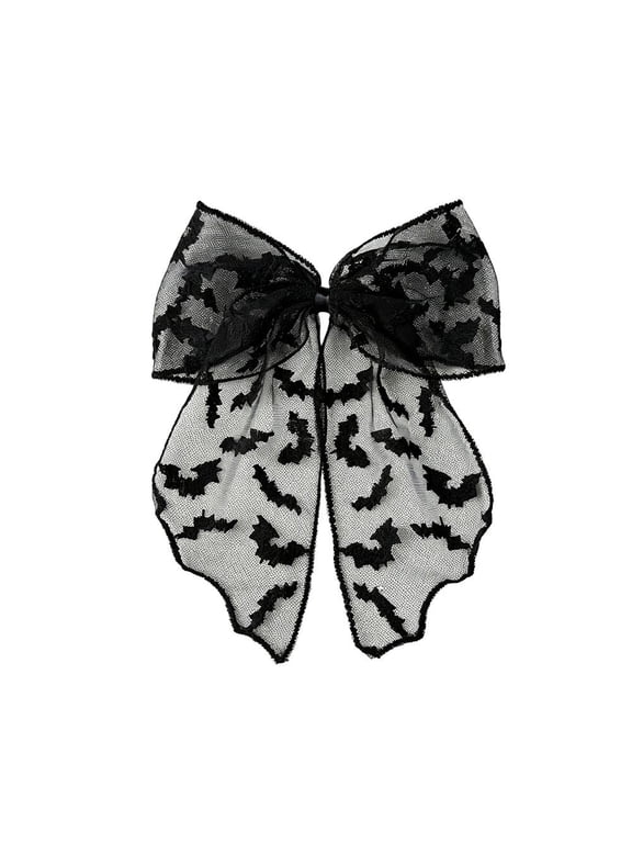 Halloween Lace Bow Hair Clip, Large Lace Bow Hair Clip, Halloween Party Gothic Cosplay, Black Bat, 7.09 X 8.66 in