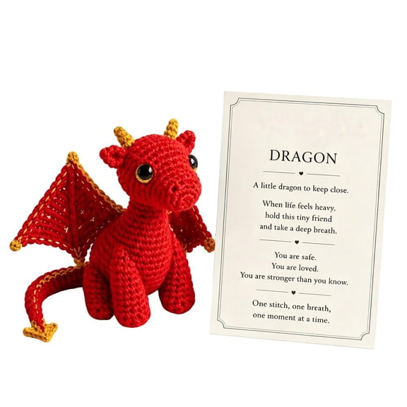 OADUKQ Red Hand-crocheted Dragon, One Size