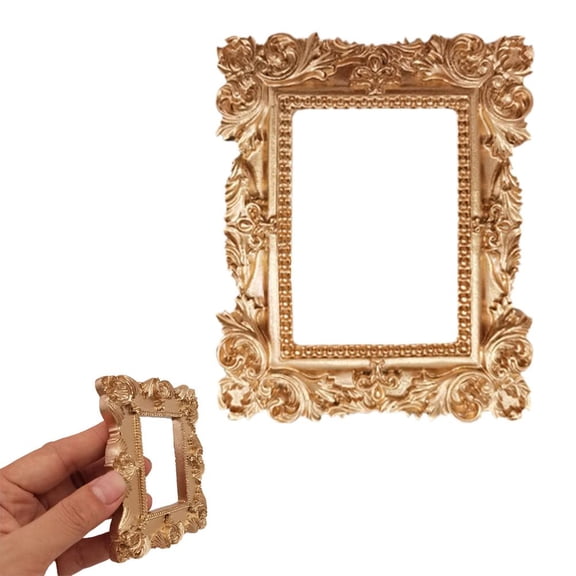 OADUKQ Resin Picture Frame Hollow, Elegant Photo Prop for flat-lay Styling, for Tabletop Decor Wedding Reception, Gold