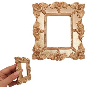 OADUKQ Resin Picture Frame Hollow, Elegant Photo Prop for flat-lay Styling, for Tabletop Decor Wedding Reception, Gold