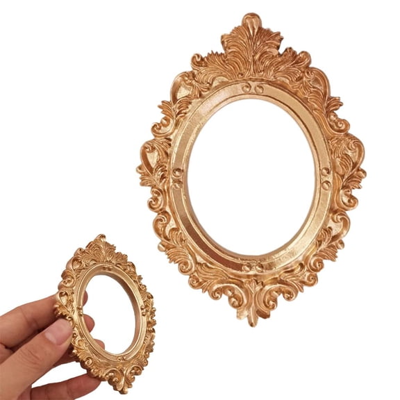OADUKQ Resin Picture Frame Hollow, Elegant Photo Prop for flat-lay Styling, for Tabletop Decor Wedding Reception, Gold
