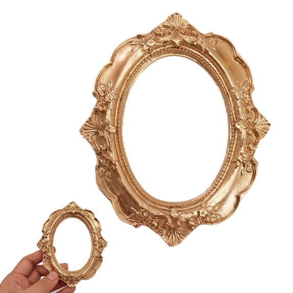 OADUKQ Resin Picture Frame Hollow, Elegant Photo Prop for flat-lay Styling, for Tabletop Decor Wedding Reception, Gold