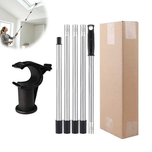 OADUKQ Skylight Opener Tool, X 5 Sections Adjustable Extension Rod, Attic Skylights and High Ceiling Windows, Black, Nan, 15.7 in