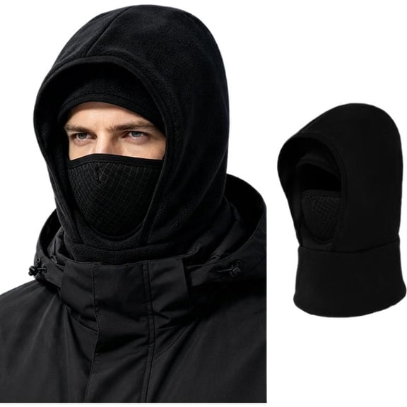 OADUKQ Winter Balaclava Hood, 21.65 Full Coverage Black Fiber Thermal Hood, for Skiing Cycling and Outdoor Commuting, 23.62 in