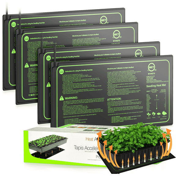 AVOXEZOR 4 Pack Seedling Heat Mat 10" x 20" MET Standard, Durable Waterproof Warm Hydroponic Heating Pad for Home Gardening Seed Start Climbing pet