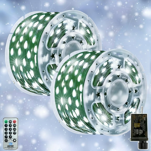 AVOXEZOR Christmas Lights Outdoor, 340FT 1000 LED IP67 Waterproof Christmas Tree Lights with 8 Modes Remote Timer for Indoor House Pation Outdoor Xmas Decorations, Cool White, 2PACK